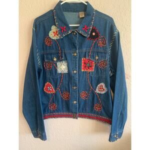 New Directions Y2K Vintage Jean Jacket Embellished Women's Size XL